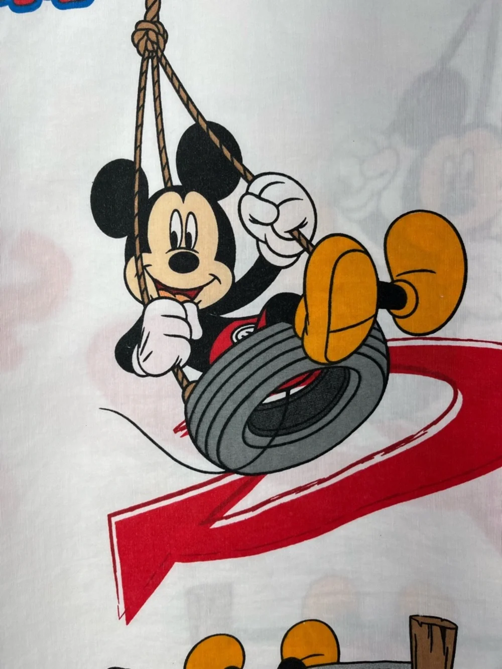 Vintage Disney Twin Mickey Bed Sheet just hanging 0485 around rainbow primary